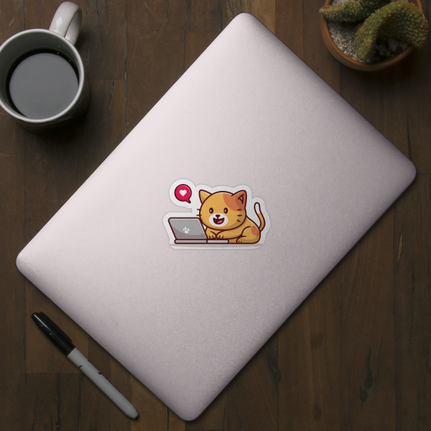 Cute Cat Operating Laptop by Catalyst Labs